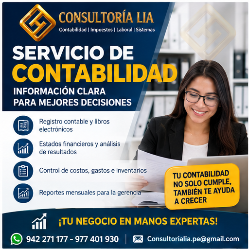 Afiche de Contabilidad y finanzas de Consultoría LIA