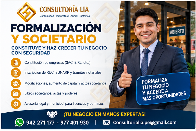 Afiche de Formalización y societario de Consultoría LIA