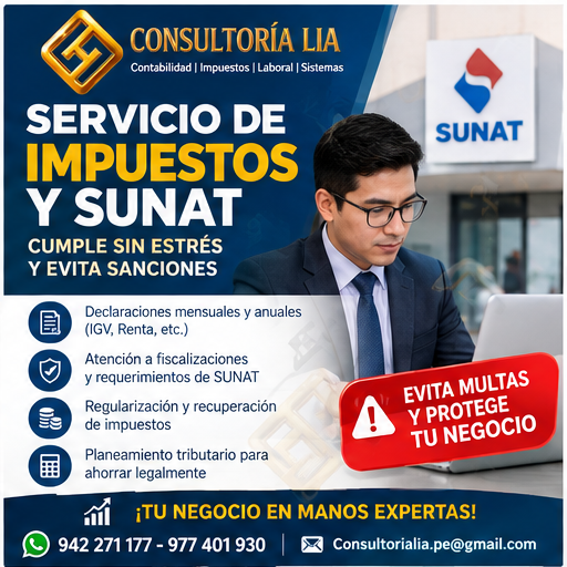 Afiche de Impuestos y SUNAT de Consultoría LIA